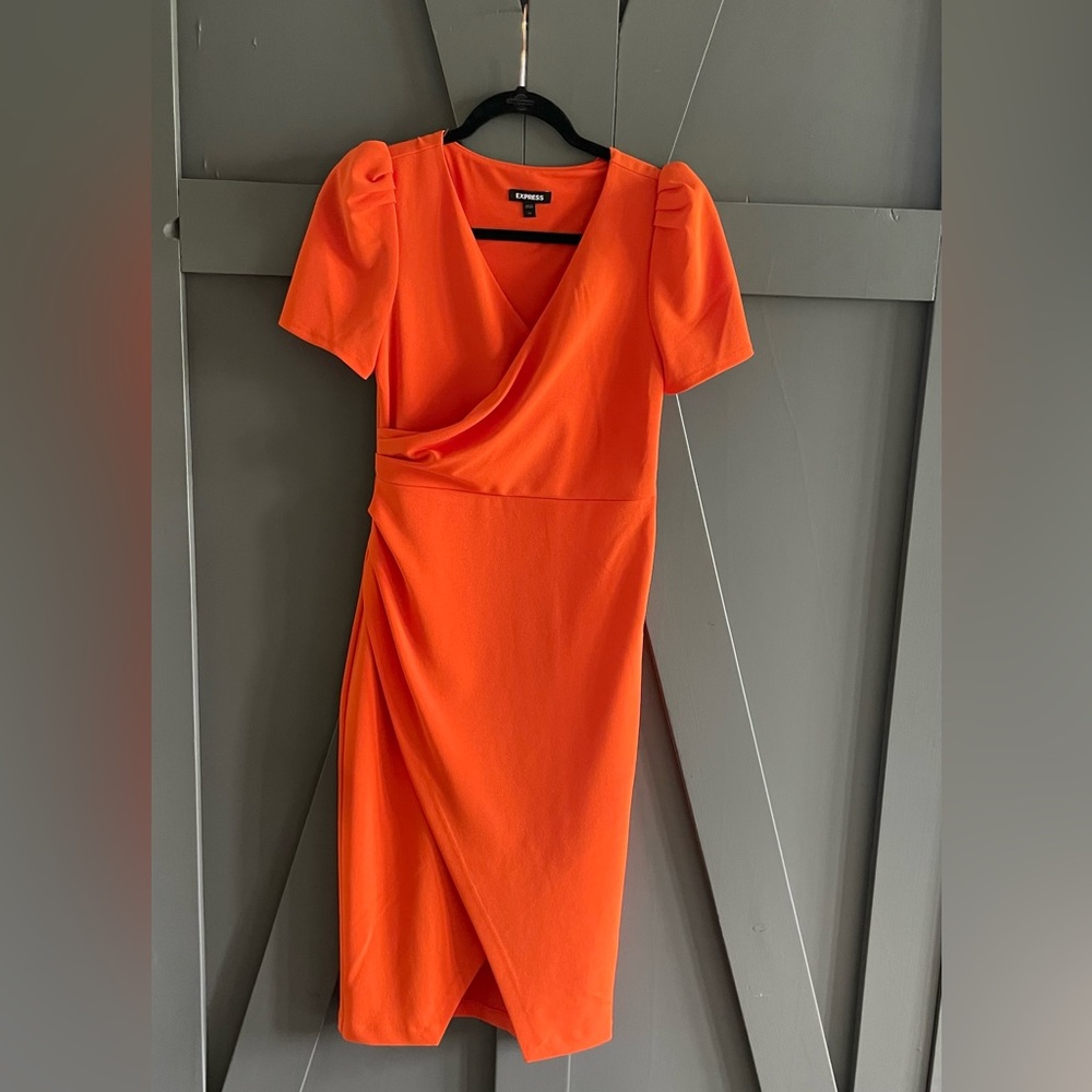 Express V-neck Pencil dress with Ruching